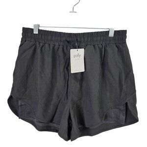 Womens Polly Park Black Track Shorts Lined Polyester Stretch 4.5" Inseam Size XL